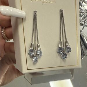 Elegant Silver and Blue Drop Earrings